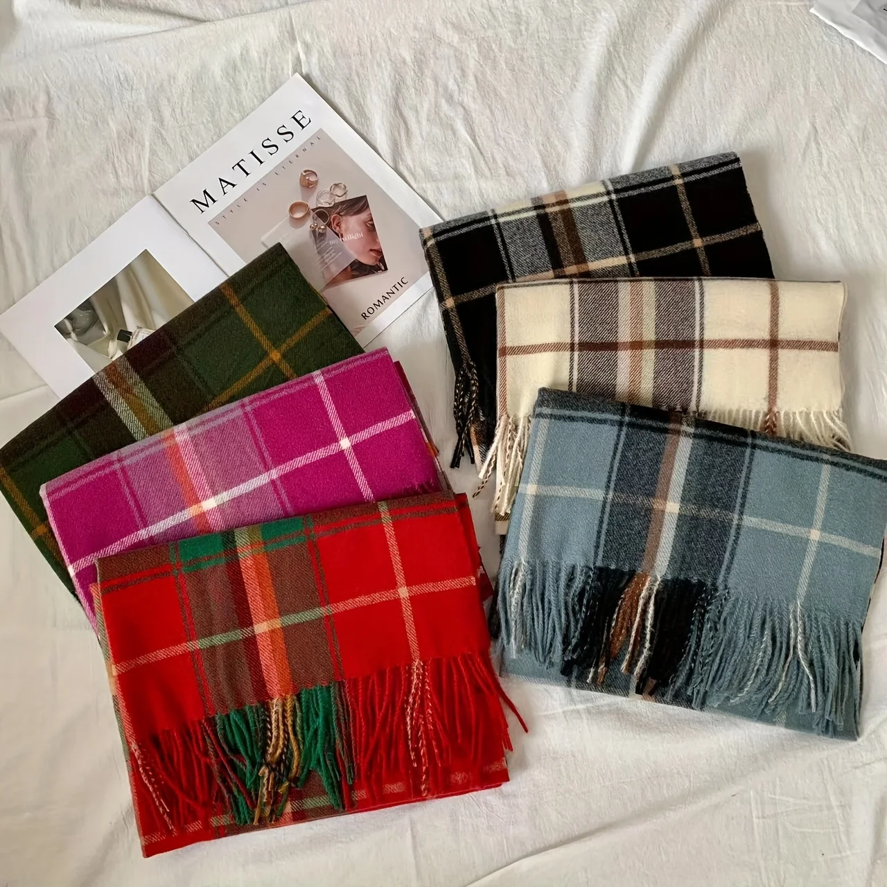 Christmas British Classic Plaid Scarf Female Autumn and Winter Warm Faux Cashmere Shawl Dual-Use Christmas New Year Gift