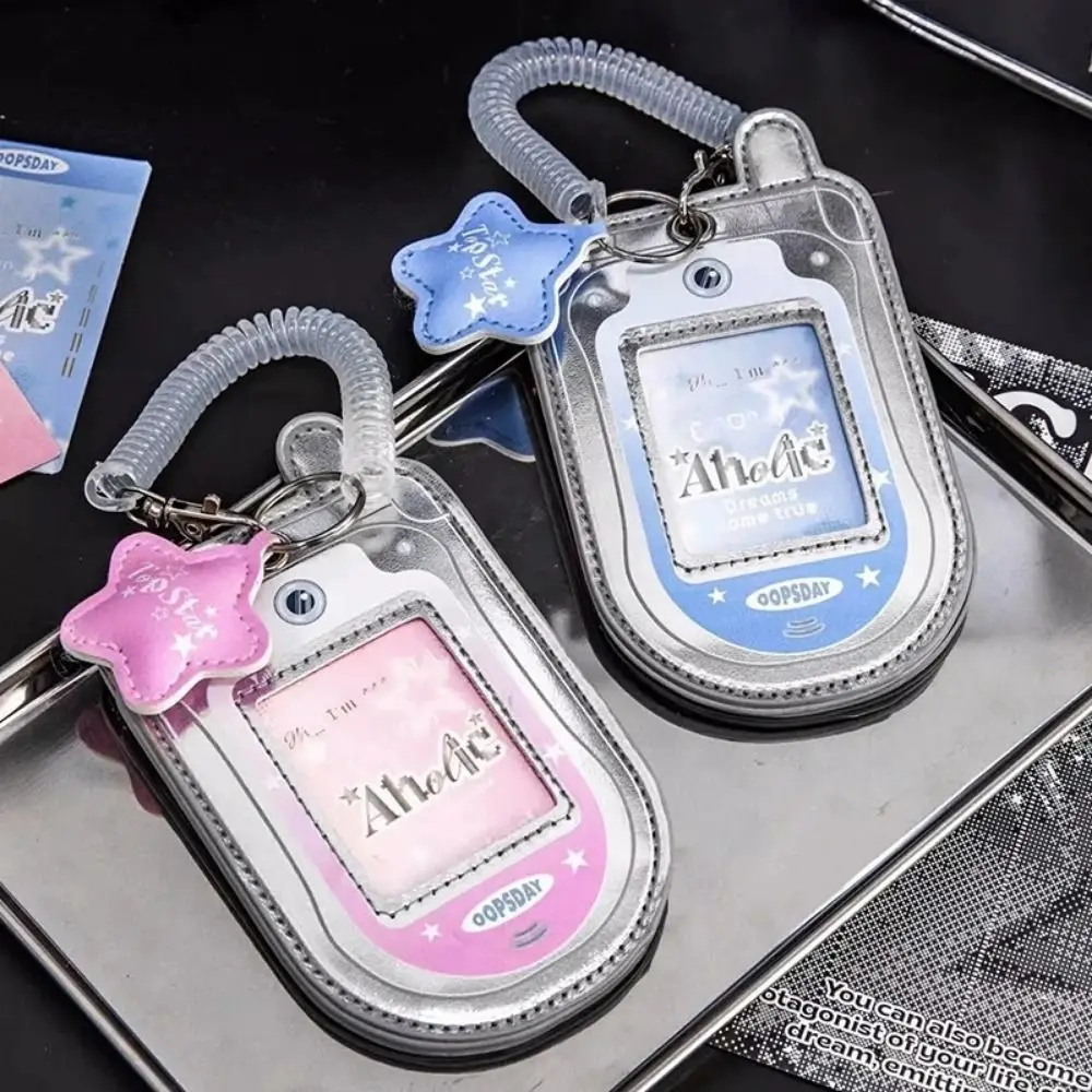 PU Leather Idol Photocard Holder Y2K Decoration Mobile Phone Photocard Frame Mini Phone Personality Idol Card Display Protector