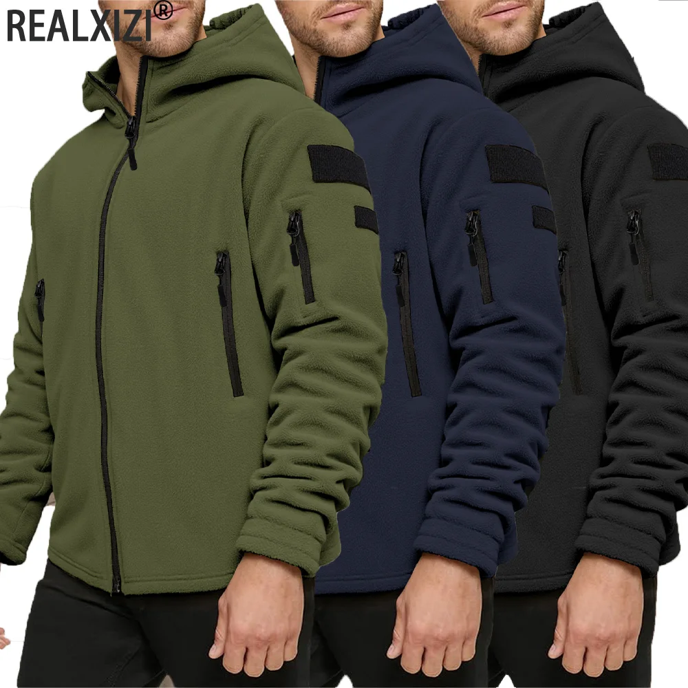 

Зимняя мужская утолщенная тактическая куртка на открытом воздухе, спортивные куртки с капюшоном на молнии в стиле милитари, мягкие походные уличные куртки