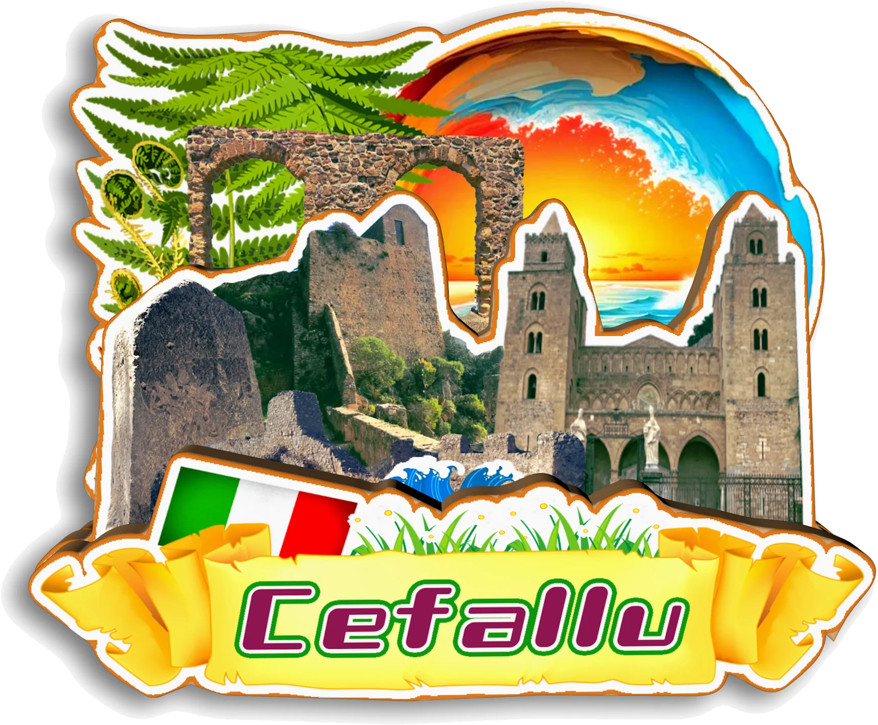 صقلية Trulli Cefallu Toscana إيطاليا مغناطيس الثلاجة هدية تذكارية للسفر اليدوية ديكور الثلاجة ملصق ديكور المنزل