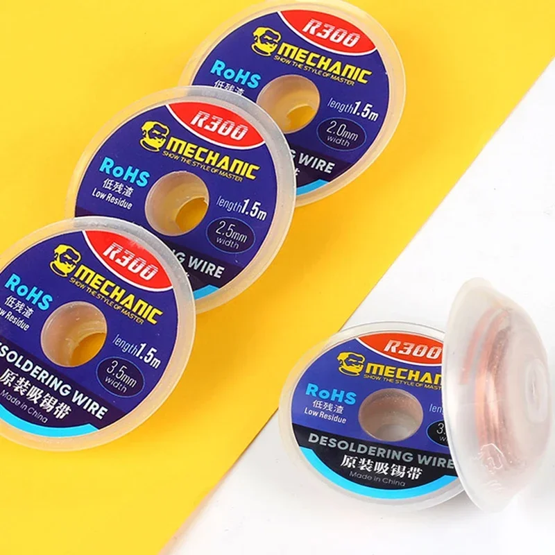 مزيل لحام جديلة إزالة اللحام الميكانيكي ، سلك الفتيل ، شفط R300 m ، فتيل لحام القصدير ، تدفق سلك الرصاص ، أدوات إصلاح بغا #5