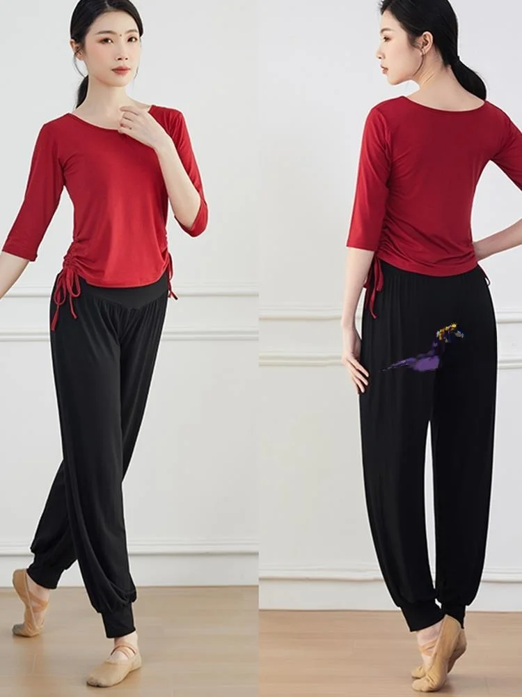 

Black Dance Practice Uniform Top Women's Modern Dance Clothing Slimming Body Shape Lantern Pants 2026 Spring Summer Fashion