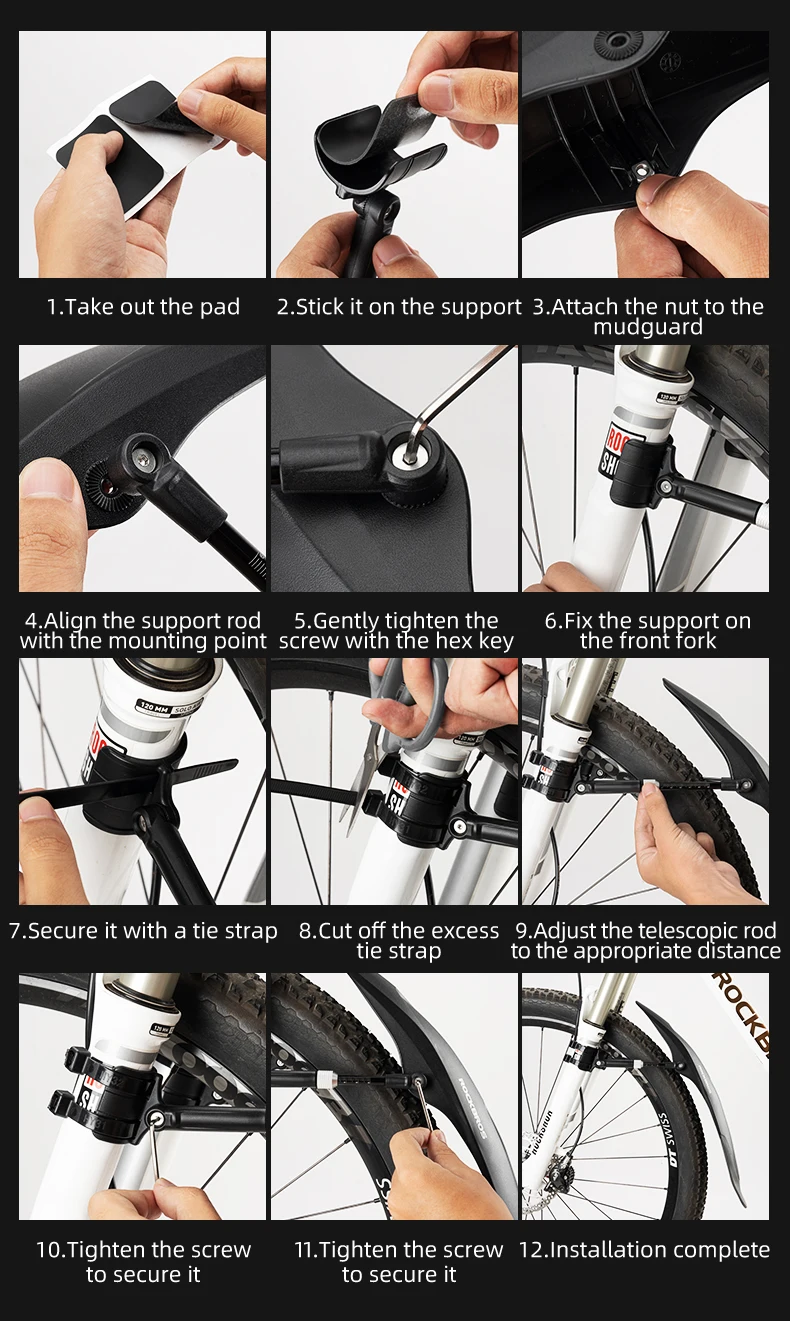ROCKBROS Mountainbike-Schutzblech, verbreitert, mit Schnellverschluss, 26-29 Zoll, langlebig, innovative Montage, Fahrradzubehör – Detail 14