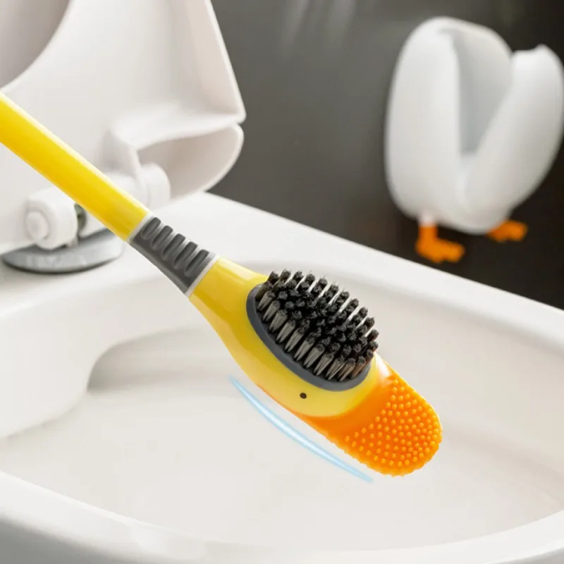 Brosse de Toilette Murale en Silicone, Ensemble Créatif en Forme de Canard, Manche Long pour Outil de Livres de Toilette HOCorner