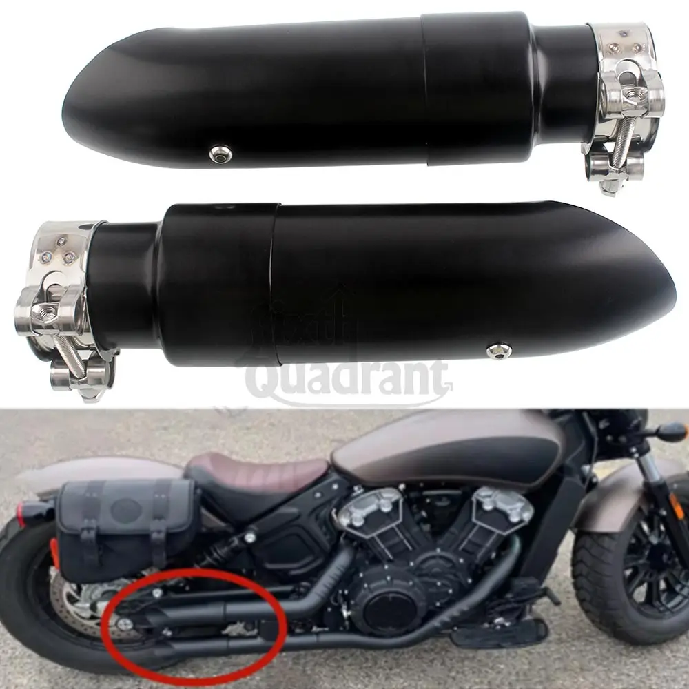 Motorcycle Slip-On Exhaust System Short Muffler Exhausts Pipe w/ Silencer Black For Indian Scout Bobber Sixty Rogue Twenty 2015+