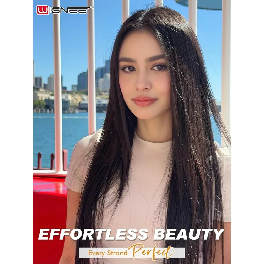 شعر مستعار اصطناعي 13x6 باروكة أمامية من الدانتيل 28 شعر مستعار طويل مستقيم أسود طبيعي كانيكالون فوتورا بيروكات صناعية للنساء السود PrePluc