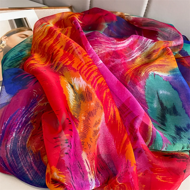 New Design Brand Scarf Fashion Small Broken Floral Bubble Chiffon Shawl Spring Autumn Wrap Hijabs Lady Pashmina Foulards Bandana