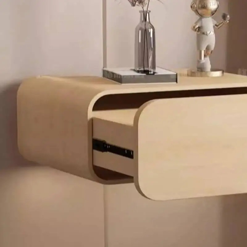 غرفة نوم خشبية معلقة بأدراج طاولة بجانب السرير، طاولة منضدة عائمة مريحة، أثاث منزلي فاخر بمساحات صغيرة #5