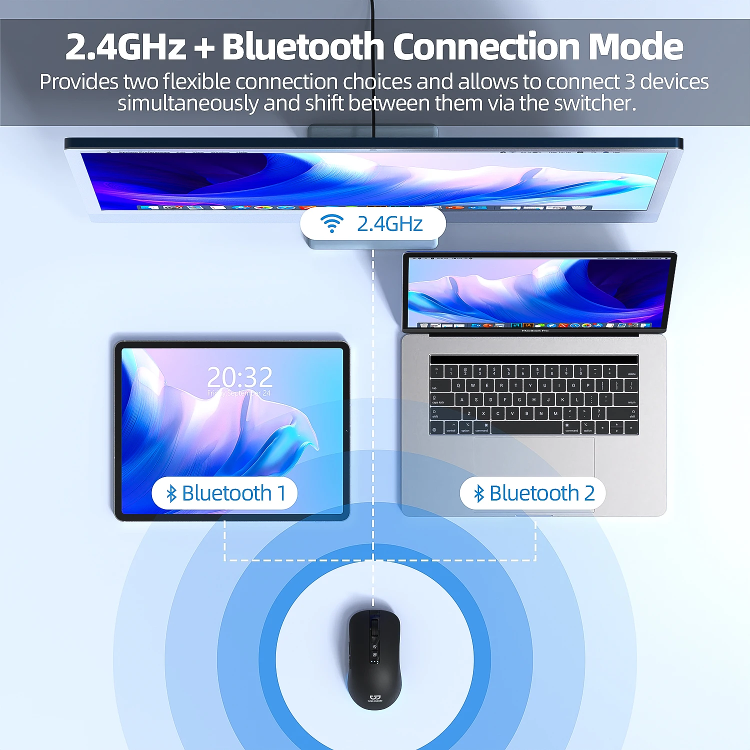 GOOJODOQ-ratón de voz inteligente con IA, dispositivo con Bluetooth, inalámbrico, para escribir artículos, PPT, reconocimiento de voz, traducción, 100 + Ai Assist