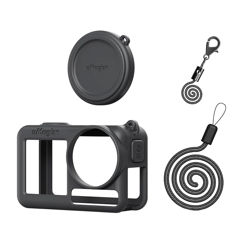 Funda protectora de silicona con cubierta de lente, cubierta de protección resistente a los arañazos para DJI Omso Action5Pro, accesorios de cámara