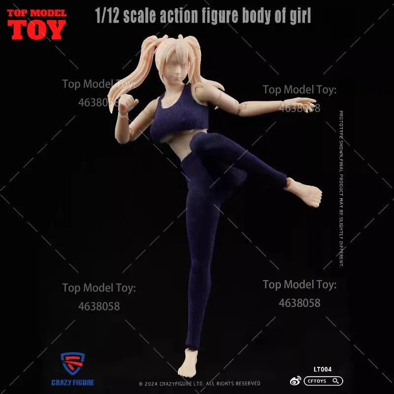 CRAZY FIGURE LT004 1/12 Super Flexible Joint Body Double Ponytail Anime Girl with Head 6'' Female Soldier Action Figure Dolls