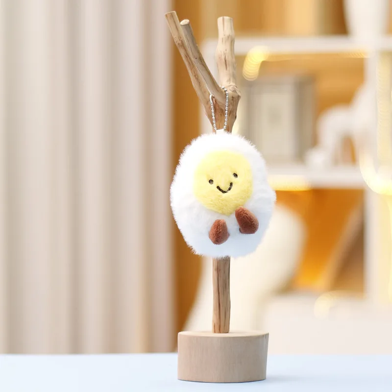 2026 Creative Plush Boiled Egg Cute Claw Machine Doll Bag Charm Keychain Small Accessory Adorable Creativity Gift