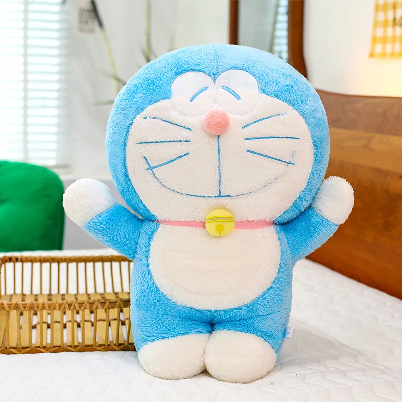 Bonito 70cm dormindo doraemon grande brinquedo de pelúcia animal de pelúcia dos desenhos animados gato boneca presente para crianças aniversário presente de natal macio brinquedo do bebê