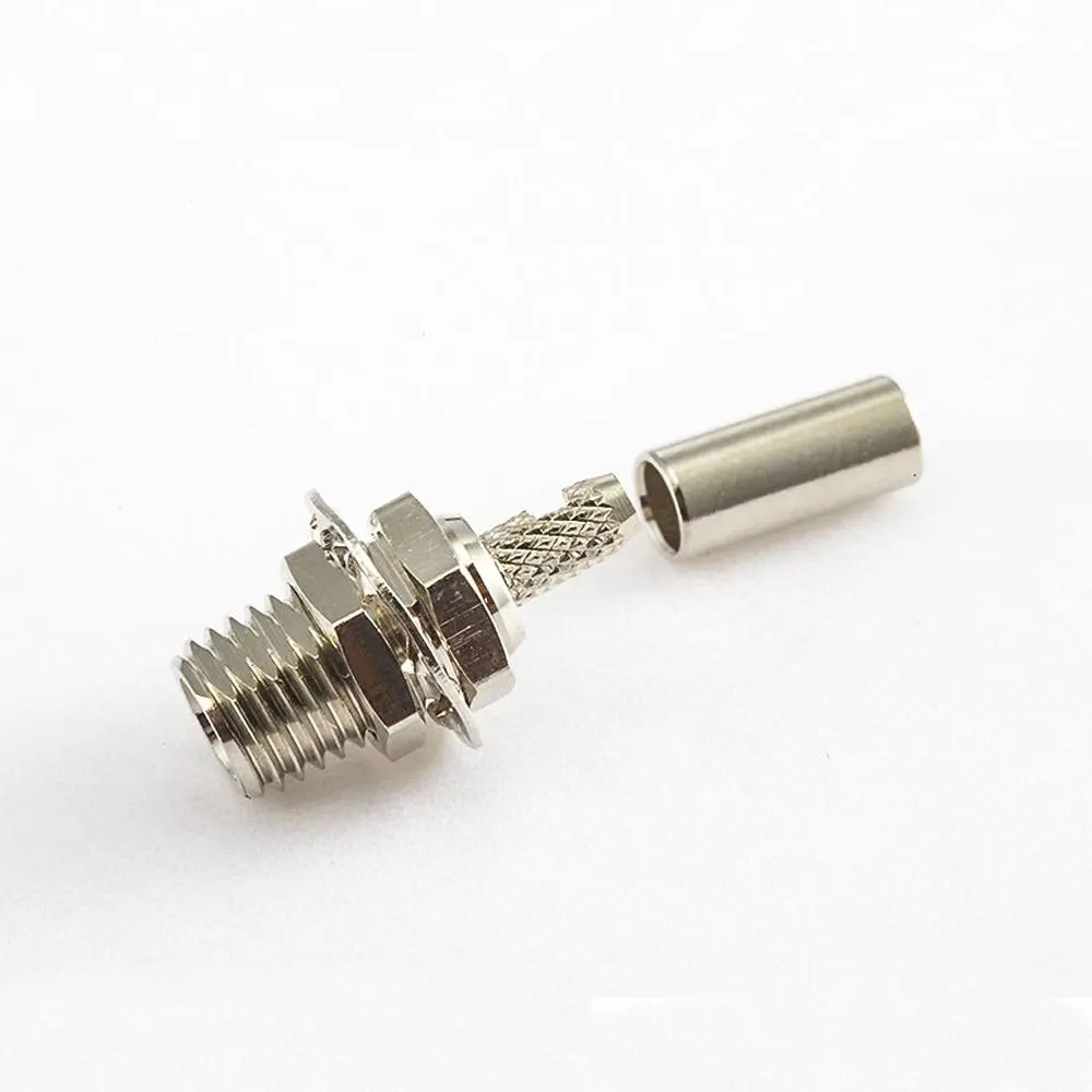 Threaded MCX Connector Bulkhead Jack Straight Stainless Steel Nickel Plated Through The W