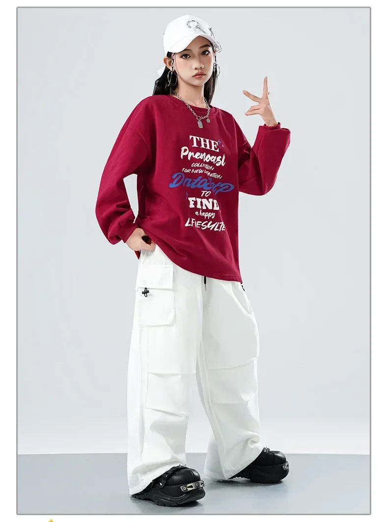 Hip-Hop-Kostüme für Kinder, Streetwear für Jungen und Mädchen, Jazz-Tanz-Outfits für Kinder, lässiges Sport-Hip-Hop-Set für Bühnenauftritte. – Detail 4