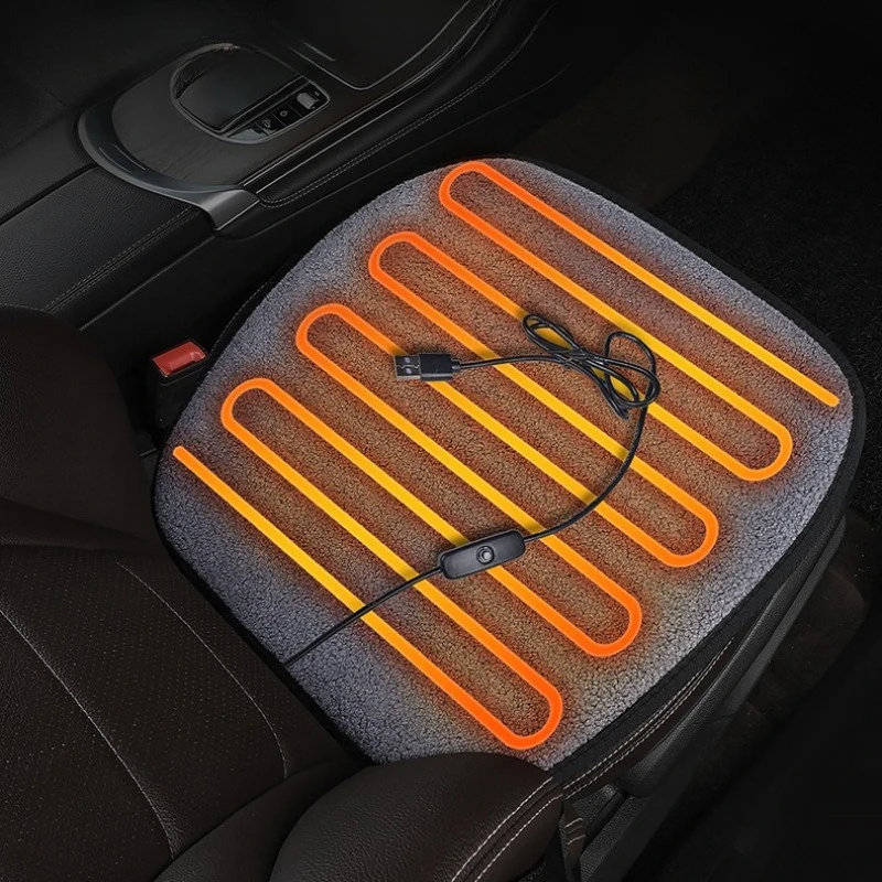 Chair Heating Pad Faux Sheepskin Heated Seat Cushion Fast Heating Heated Seat Cushion Pad With USB Connector For Car Home Chair
