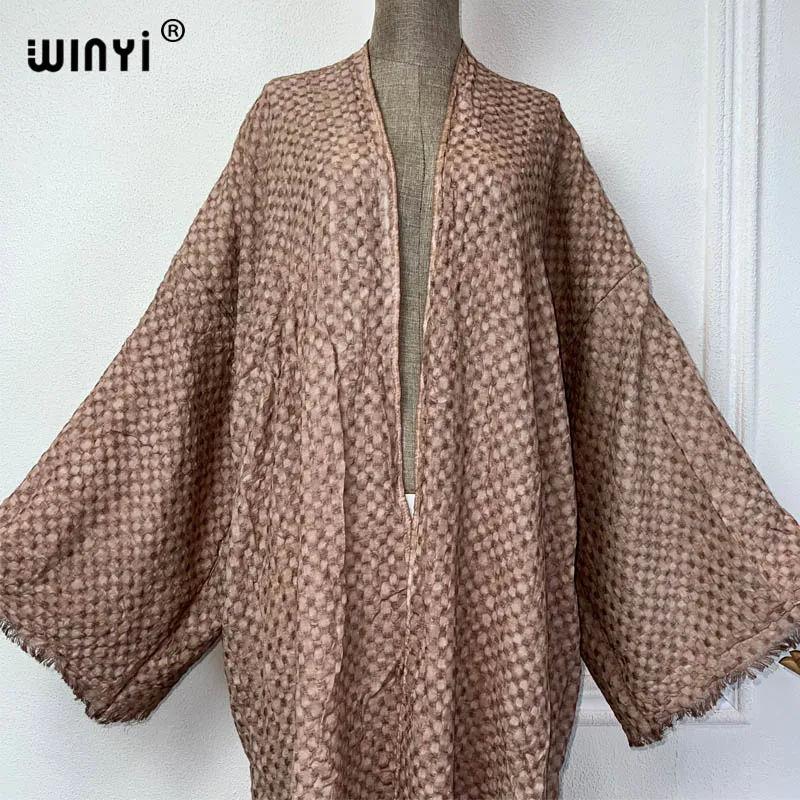 2024 summer WINYI kimono Africa dress beach wear cover-up elegante Cardigan abiti da spiaggia per le donne Vintage sexy cardigan caftano