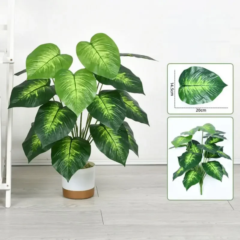 Artificial Palm Plant with 18 LIFE-LIKE Leaves, UV Resistant Fake Indoor/Outdoor Large Palm Tree for Garden Living Room Decor &