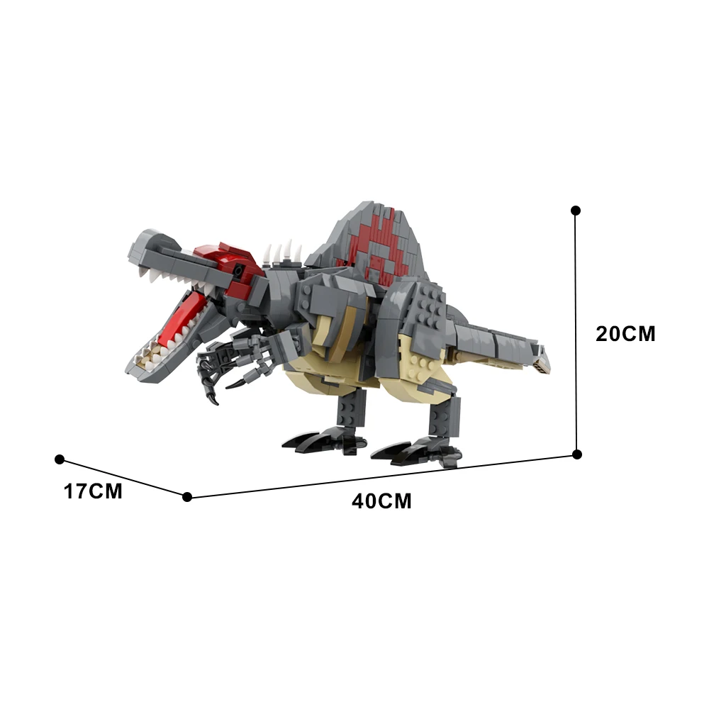 MOC Spinosaurus Building Block Model Jurassic Dinosaur Series Building Bricks 585Pcs Jurassic Spinosaurus Model Toys Kids Gifts