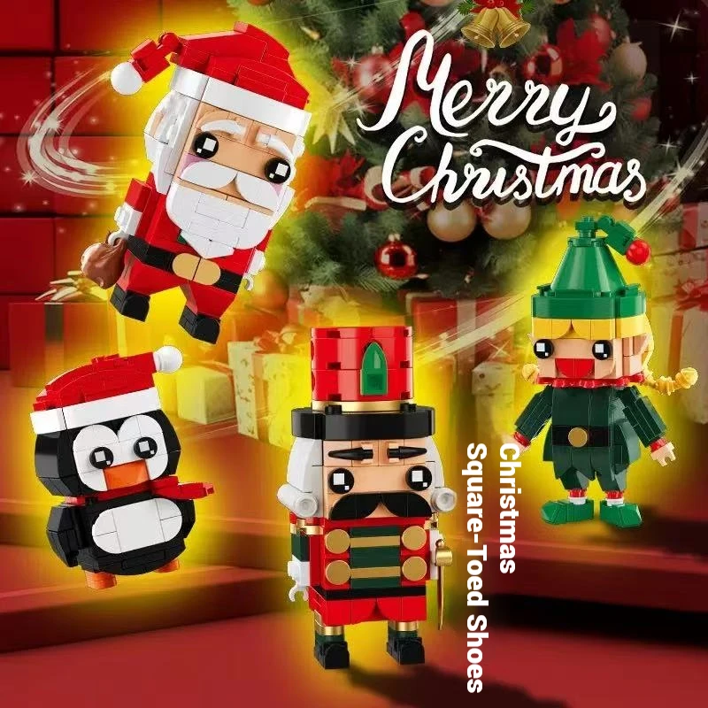 493 PCS Christmas building blocks toy gift set, Santa Claus BrickHeadz penguin model assembly, children's Christmas decorations