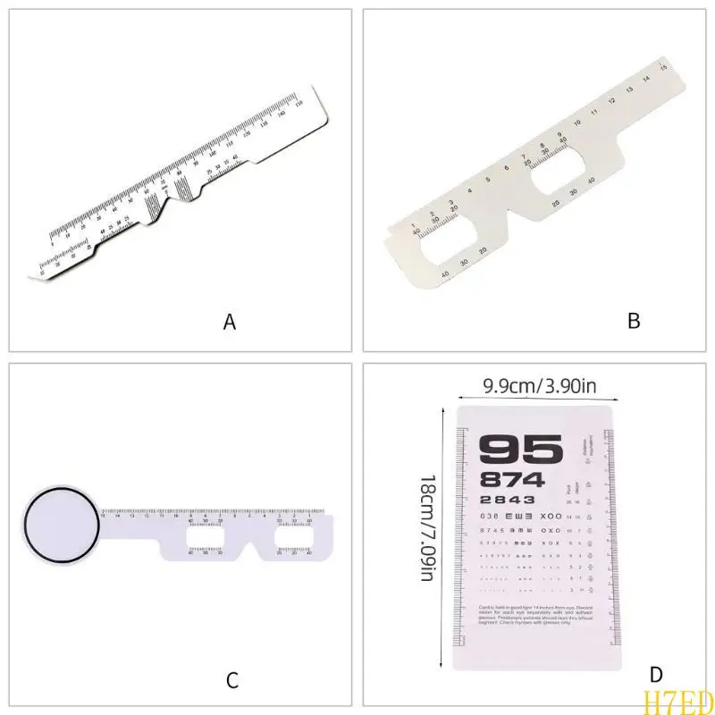 H7ed Eye Chart Pocket Eye Chart PD Ruler Eye Occluder (14 inci dari penampil)