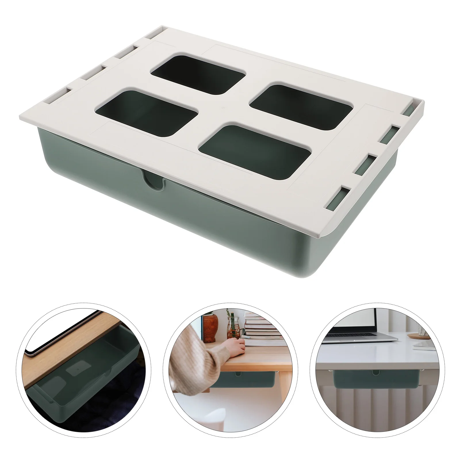 

1pc Under Desk Storage Box Premium Hidden Drawer Organizer For Pens Cables Papers Under Table Desk Organizer Case