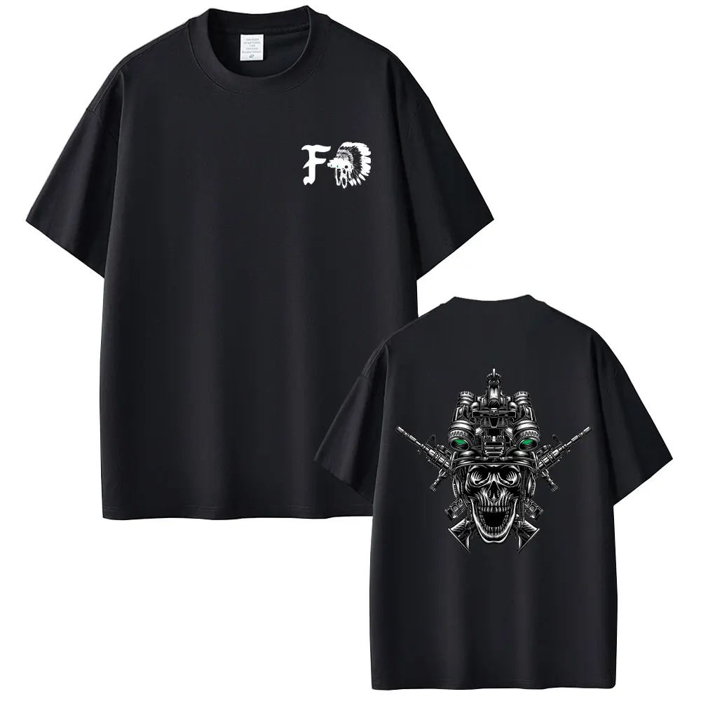 

Forward Observations Group T-shirt Men Women Fashion Black Oversized Crewneck Tshirt Male Gothic Skeleton Graphic T Shirts Tops