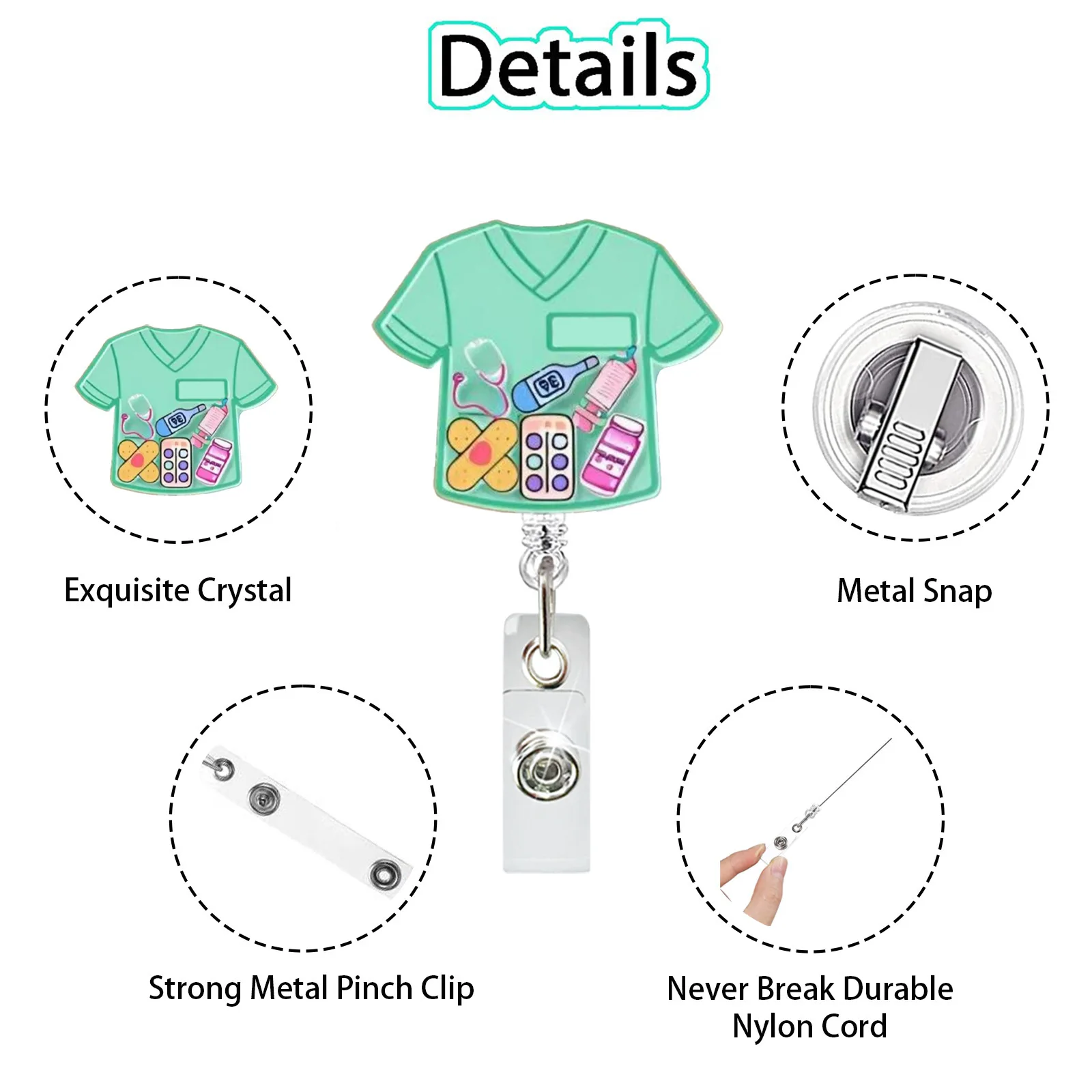 Cute Cartoon Retractable Nurse Doctor Hospital Retractable Badge Holder Reel Exhibition Name Card Holder Keychains Brooches