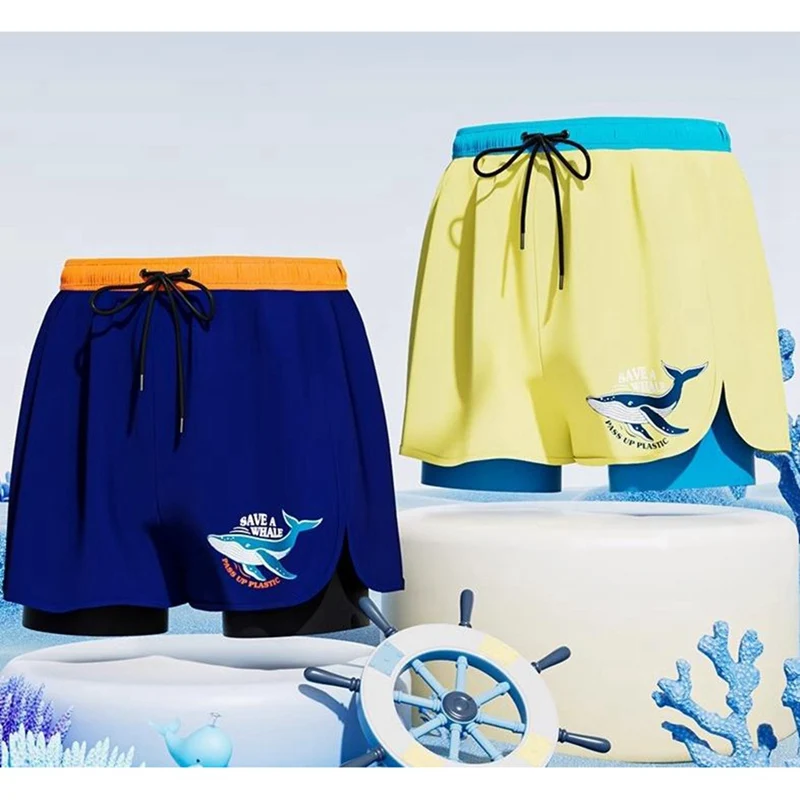 5-14 سنة الأطفال الأولاد سراويل للسباحة المراهقين بحر التجفيف السريع طبقة مزدوجة تصفح الغوص الغوص الرياضة السراويل