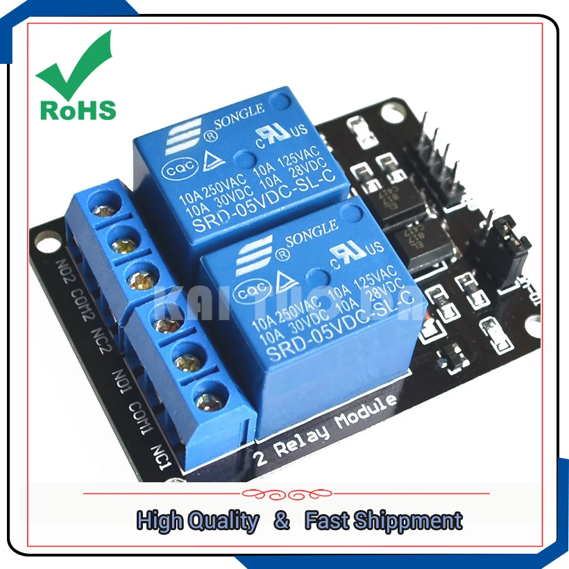 2-way/two channel 5V relay module with optocoupler isolated low-level trigger two-way relay module expansion board