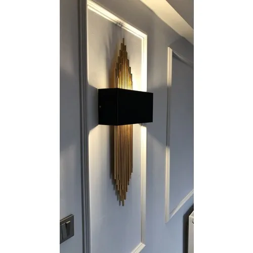 Tower Lighting Double Cap Düvar Lighting Sconce Metal Body To Bal Plated Black Front Panel E-14