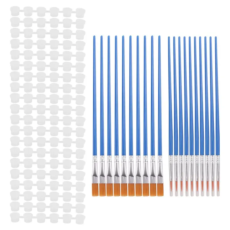 Highly Recommended 20 Strips 120 Pots Empty Paint Strips And 20 Pieces Paint Brushes,Paint Cup Clear Plastic Storage Containers,