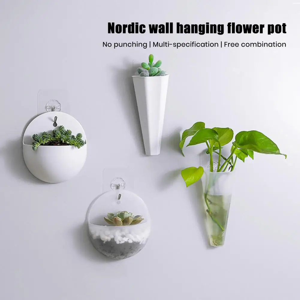 Hanging Hole Design Planters Unique Wall-mounted Flower Pot Set for Small Plants Succulents Semi-circular -shaped for Flower