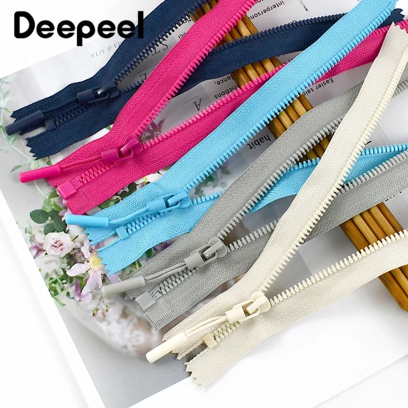 2/5/10Pcs 5# Resin Zipper 40-80cm Open End Zip for Jacket 15/20/25cm Close-End Zippers Bag Tent Sewing Zips Closures Accessories