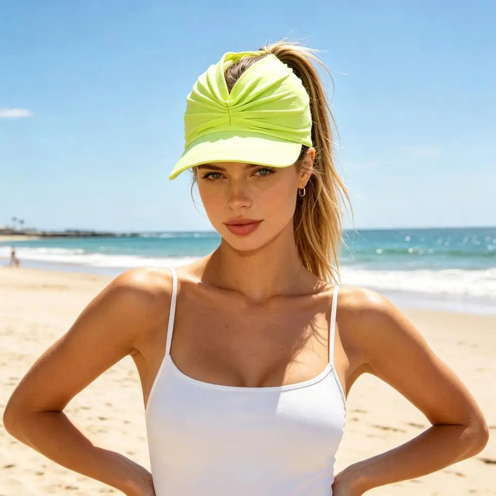 Upf 50 Visor Hat Women’s Sport Sun Visor Hat with Upf 50 Uv Protection Sweat-wicking Fabric Open-top Design Wide Brim