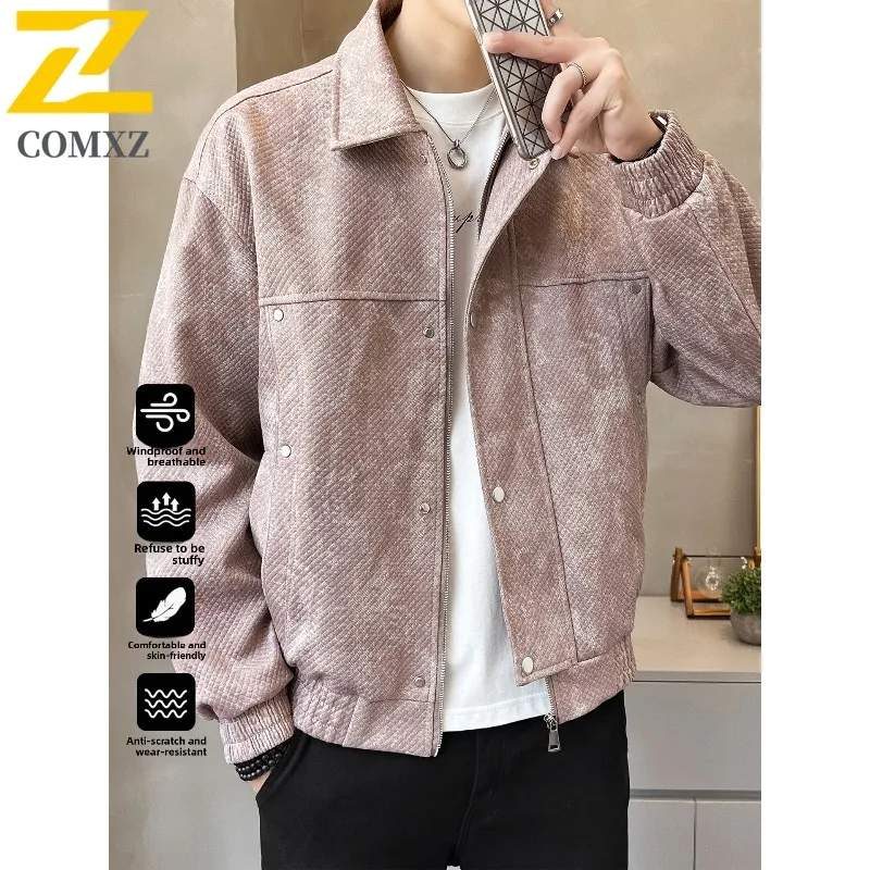 

COMXZ Mens Jacket 2025 Stand Collar Camping Travel Lightweight Raincoat Hiking Hunting Fishing Outdoor Autumn Windbreaker 2025