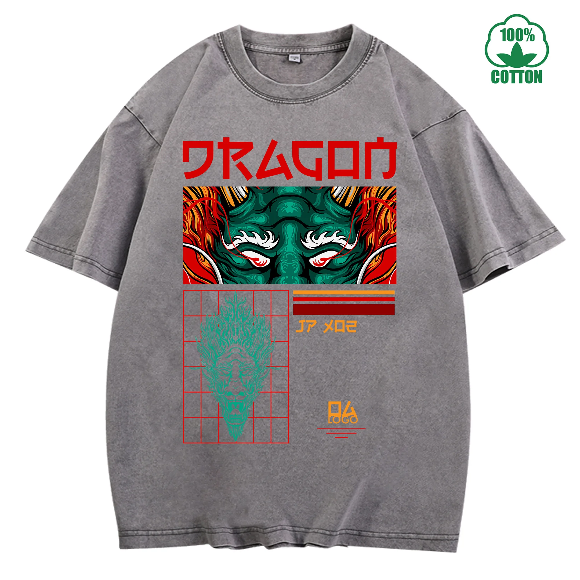 تي شيرت ميستيك دراجون فينتاج مغسول 230 جرام 100% قطن مريح كبير الحجم ملابس الشارع للجنسين #2