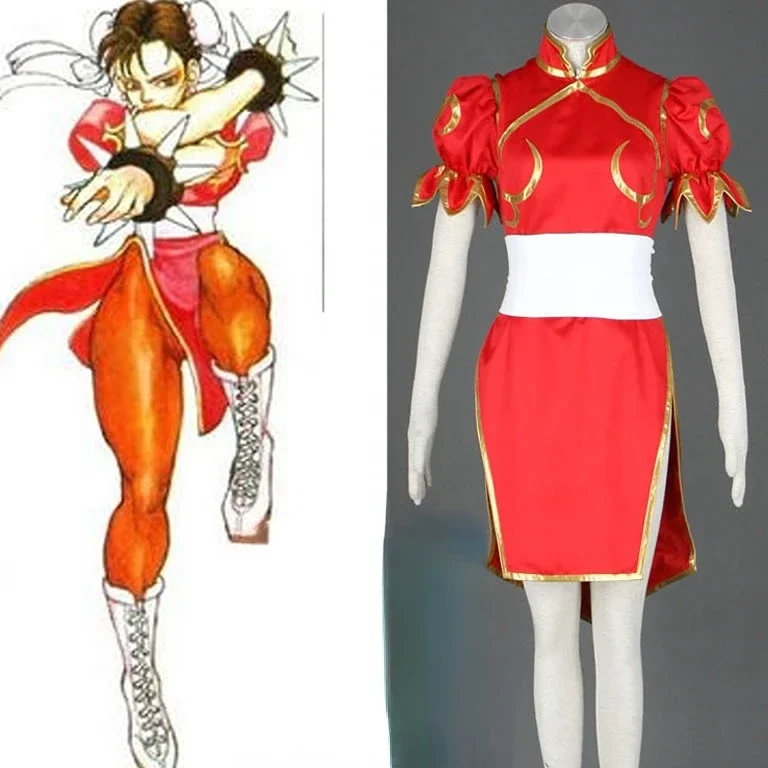 

Japanese popular games cosplay Halloween party female Chun-Li cos red 4th generation cosplay costume