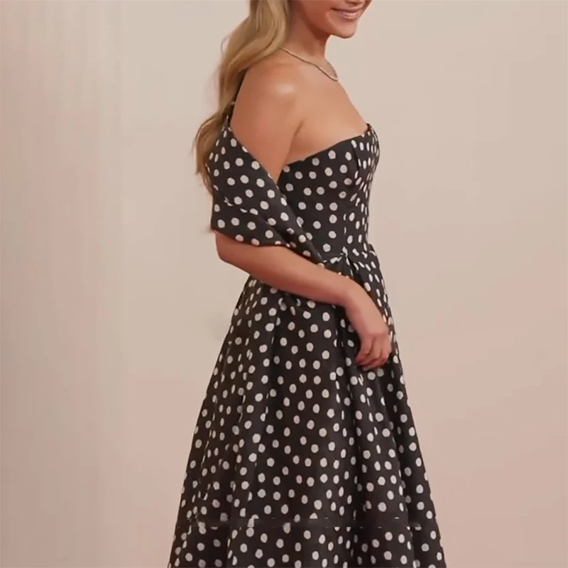 

Fashion Black and white spots Strapless Formal Evening Dresses Celebrity Dresses/Prom Dresses Customized 이브닝드레스