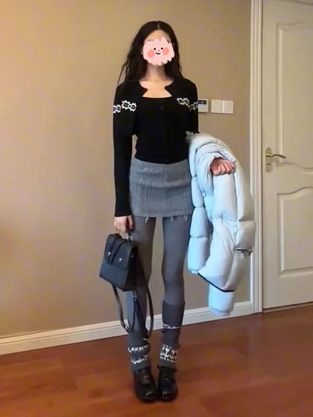 

Retro Long Sleeve Knitted Open Cardigan Top Women's Autumn Winter New Korean Version Embroidery Inner Wear Two-Piece Set