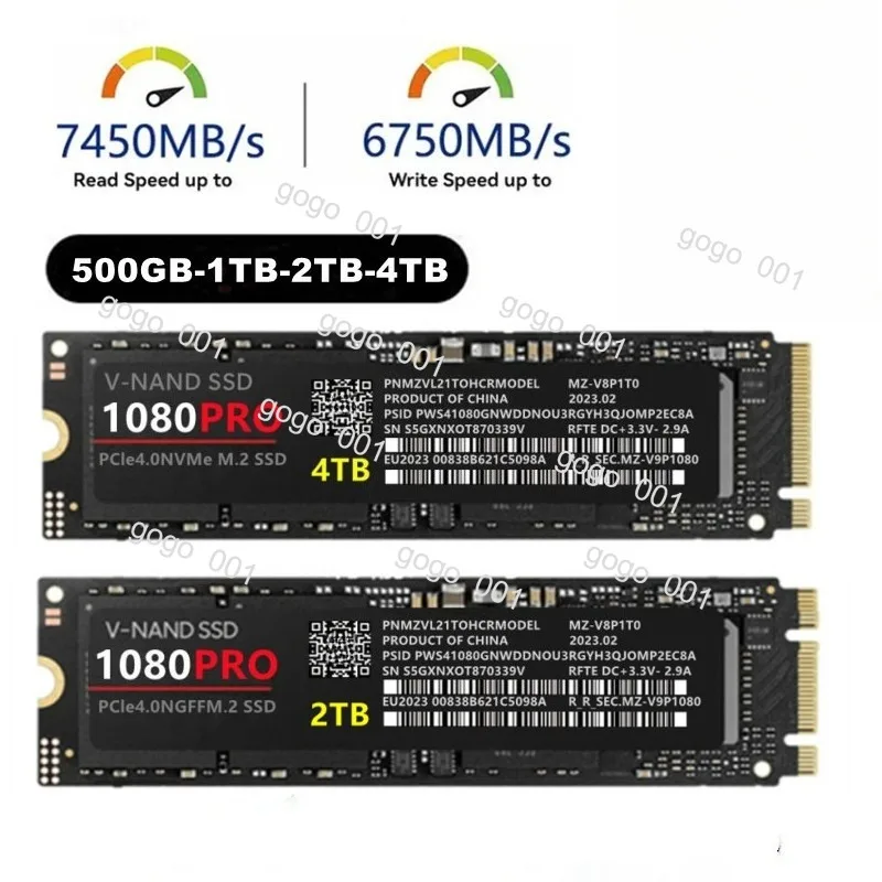 1080PRO PCIe 4.0 NVMe M.2 2280 SSD with 1TB 2TB 4TB Options, Fast Data Transfer for Gaming & Productivity