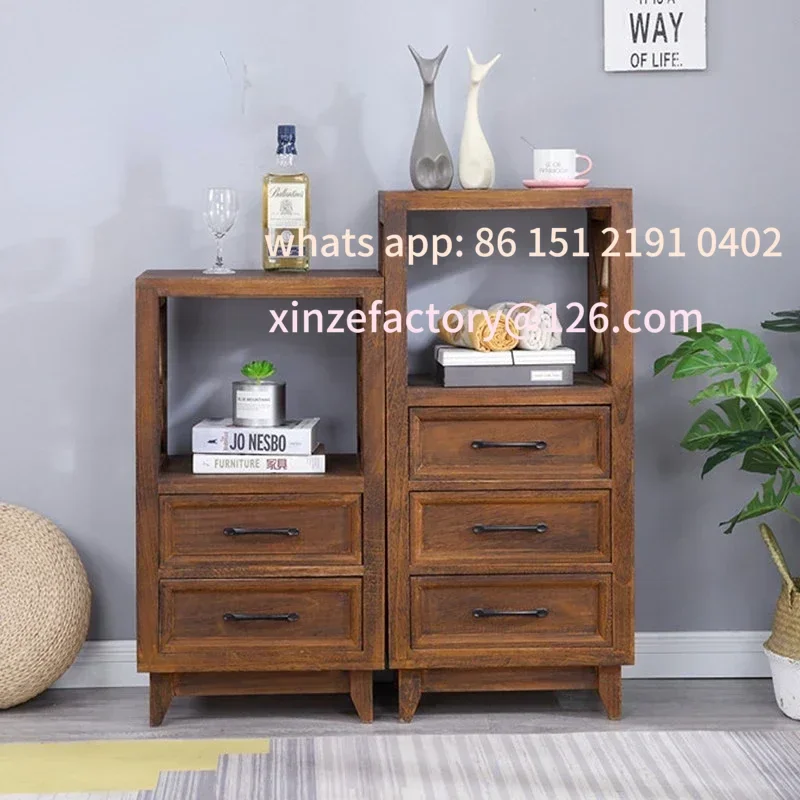 

Customizable Country Cabinet Solid Wood Drawer Storage Vintage Side Cabinet Antique Living Room Decorative Classic Wood