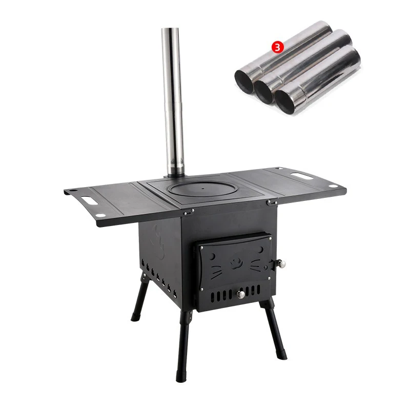 Estufa de Camping, parrilla sin humo, tubo de chimenea para exteriores, pellets de acero inoxidable de titanio, estufa de tienda portátil para quemar leña
