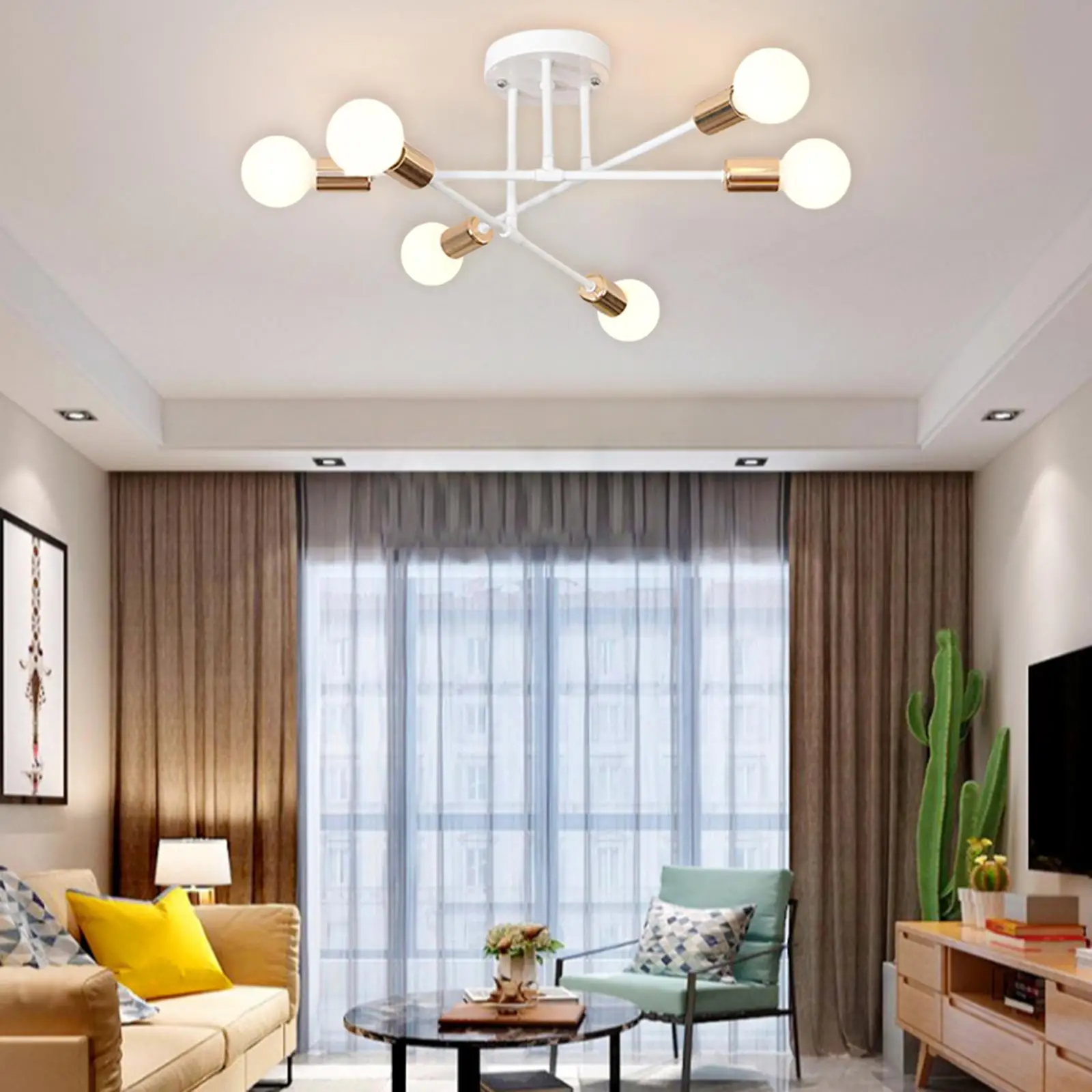 Modern Ceiling Light Matte Black Finish Retro Look 6-Light for Kitchen