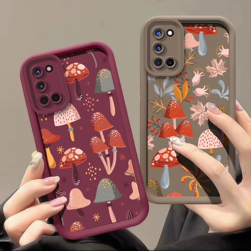 OPPO Realme Narzo N65 N63 N55 N53 70X 60X 50i Prime Note 50 60 GT 6 Neo 5用スマホケース ソフトシリコン マッシュルーム柄カバー