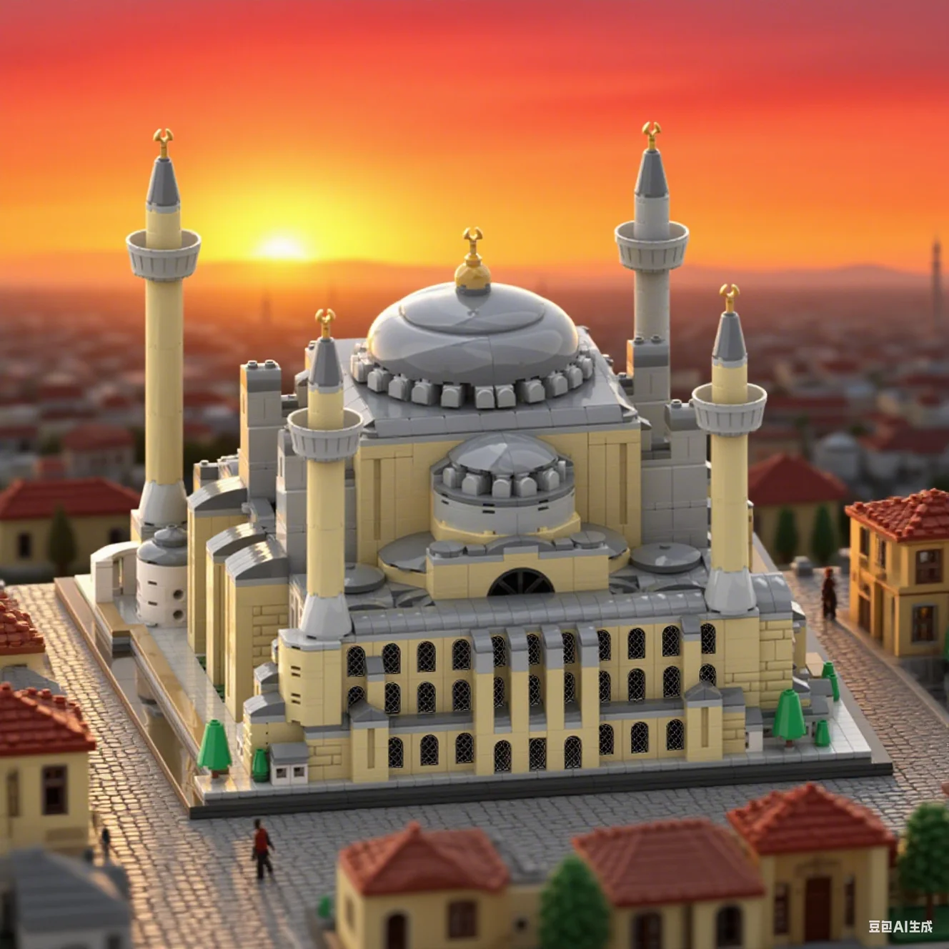 Gobricks MOC-219881 Hagia Sophia Bricks Model Türkiye Hagia Sophia Famous Architecture Street View Building Blocks Assembly Toys