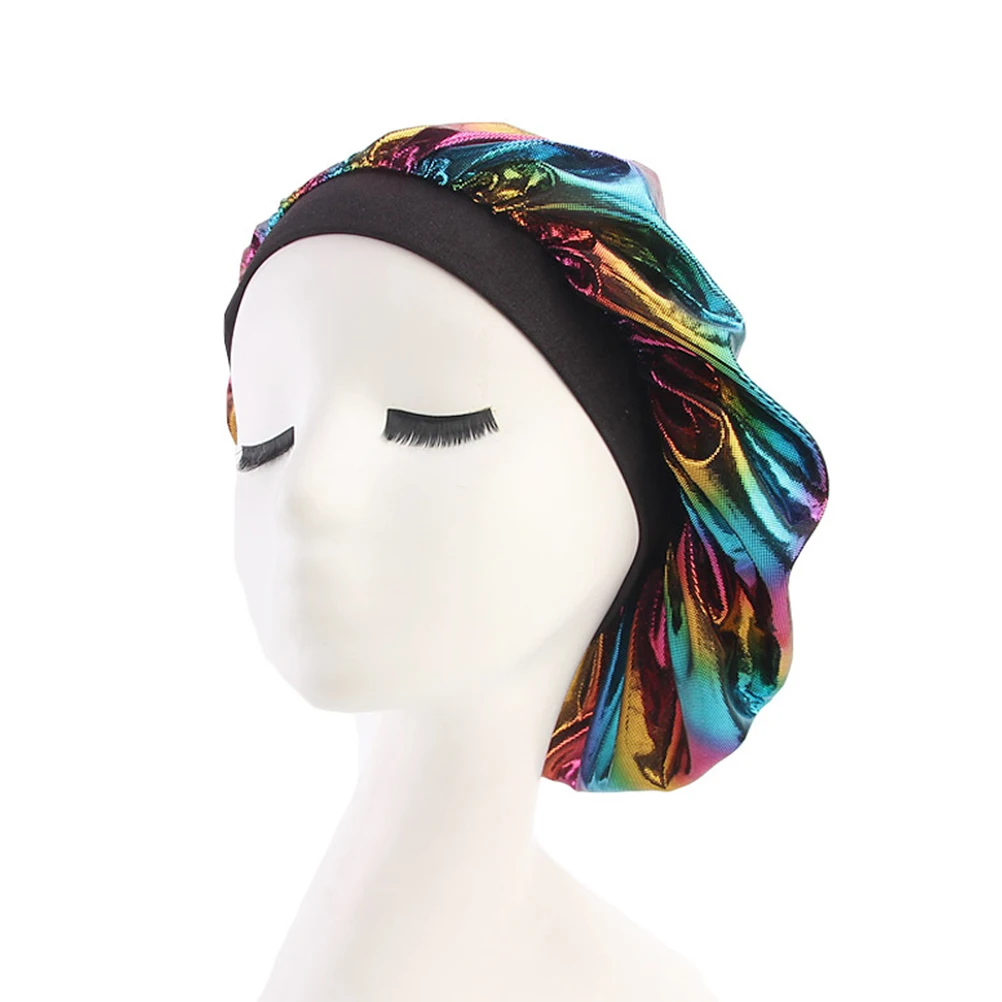 

2pcs High Elastic Sleeping Bonnet For Woman Wide Perm Hat Chemo Cap Night Use Comfortable Stretchy Hair Cap Face Wash Makeup