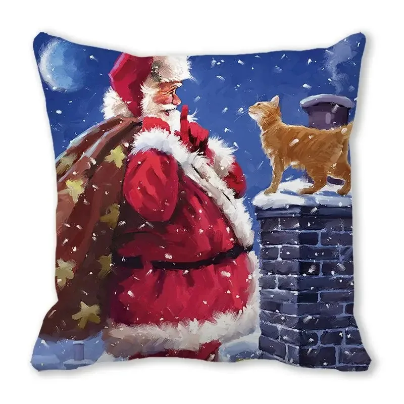 New Year decoration Christmas Santa Claus Elk Snowman pillow living room sofa car box pillow case