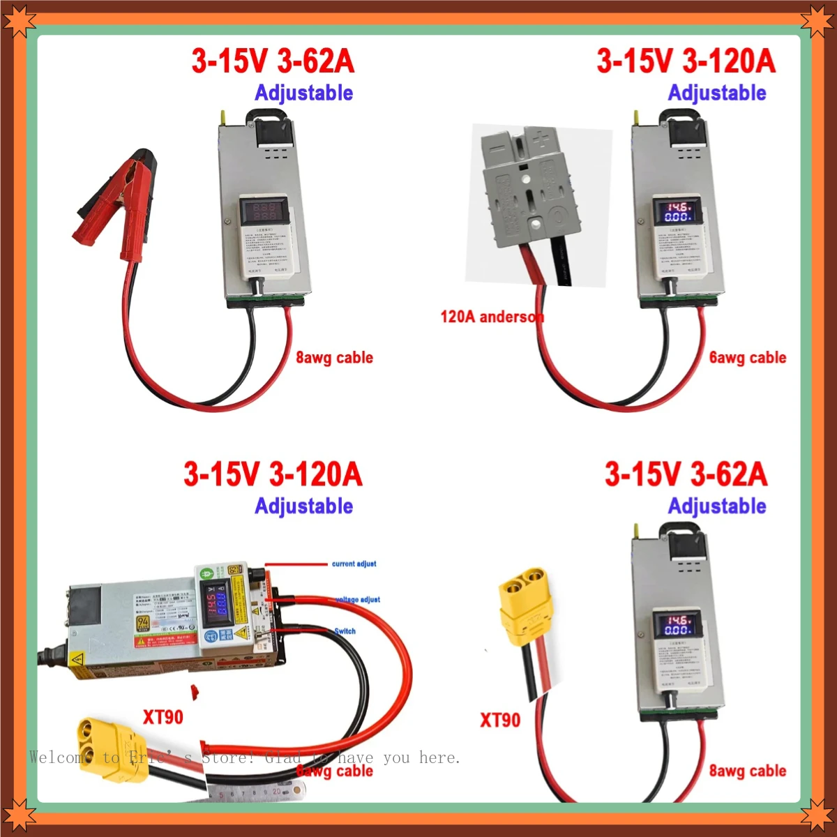12V 60A 80A 3-15V 3-120A 조정 가능한 LiFePO4 충전기 14.6V 12.6V 4.2V 리튬 이온 리포 배터리 62A 50A 스마트 충전