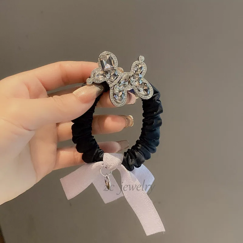 

Korean Version Dongdaemun Heavy Craft Sparkling Diamond Cartoon Puppy Bow Hair Tie Luxury Sparkling Diamond Hair Rope Elegant Hi